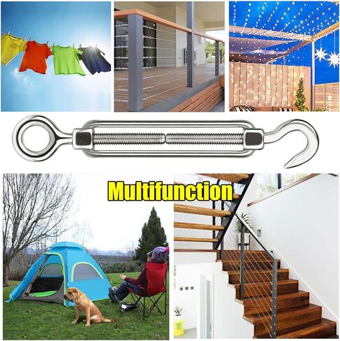 MFOREVER M5/M8/M10 304 خطاف من الفولاذ المقاوم للصدأ ووصلة ربط المقطورة خفيفة الوزن سلك حبل الشد (M8-4pcs) in Kuwait