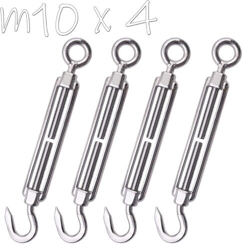 MFOREVER M5/M8/M10 304 خطاف من الفولاذ المقاوم للصدأ ووصلة ربط المقطورة خفيفة الوزن سلك حبل الشد (M8-4pcs) in Kuwait