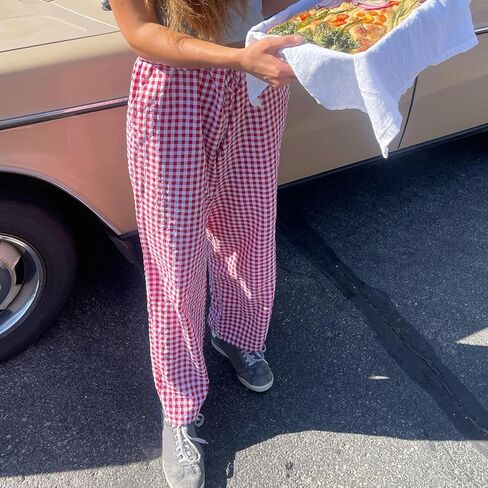 المرأة منقوشة السراويل واسعة الساق عالية الخصر الرباط السراويل عارضة صالة السراويل فضفاضة Sweatpants قيعان in Saudi Arabia