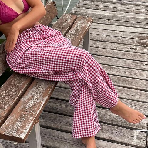 المرأة منقوشة السراويل واسعة الساق عالية الخصر الرباط السراويل عارضة صالة السراويل فضفاضة Sweatpants قيعان in Saudi Arabia