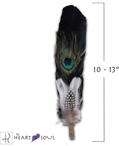 Smudge Feather, Turkey and Peacock, Unique Homecrafted Energy Cleansing Clearing Spiritual Practice House Smudging - Detailed Instructions for Beginners (Black/White) in Saudi Arabia