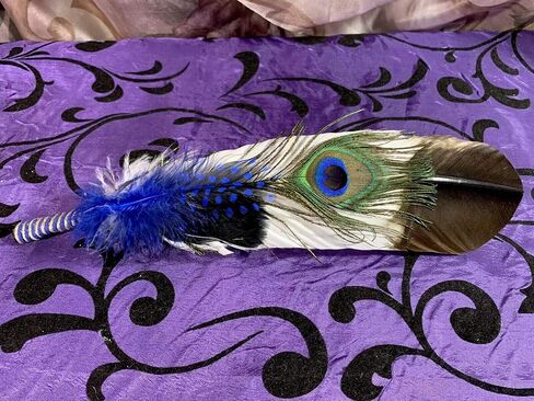 Smudge Feather, Turkey and Peacock, Unique Homecrafted Energy Cleansing Clearing Spiritual Practice House Smudging - Detailed Instructions for Beginners (Black/White) in Saudi Arabia