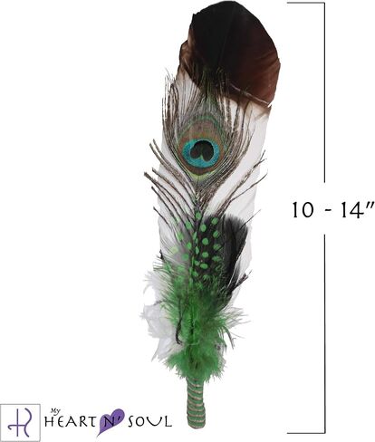 Smudge Feather, Turkey and Peacock, Unique Homecrafted Energy Cleansing Clearing Spiritual Practice House Smudging - Detailed Instructions for Beginners (Black/White) in Saudi Arabia