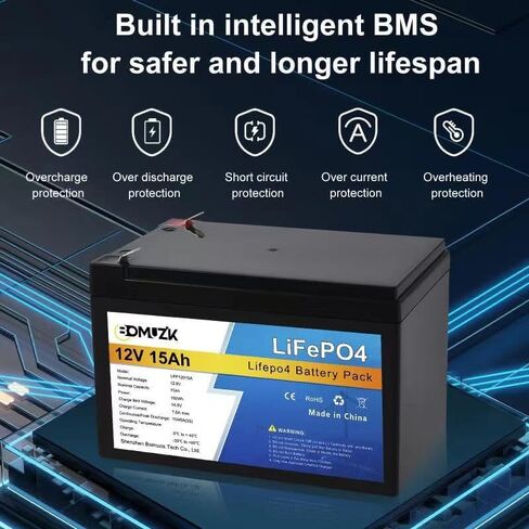 12V 15Ah LiFePO4 Battery, Rechargeable Deep Cycle Lithium Batteries Replace UB12120, EXP1212, 6FM12, LHR12-12, GPS12-12, ML15-12 NT12-15,F2 in Saudi Arabia