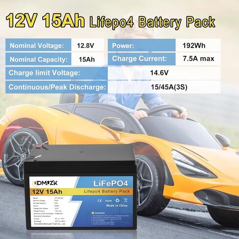 12V 15Ah LiFePO4 Battery, Rechargeable Deep Cycle Lithium Batteries Replace UB12120, EXP1212, 6FM12, LHR12-12, GPS12-12, ML15-12 NT12-15,F2 in Saudi Arabia