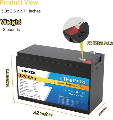 12V 15Ah LiFePO4 Battery, Rechargeable Deep Cycle Lithium Batteries Replace UB12120, EXP1212, 6FM12, LHR12-12, GPS12-12, ML15-12 NT12-15,F2 in Saudi Arabia
