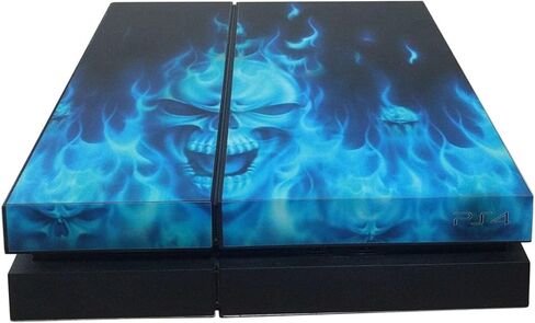 Blue Flame Skull Fire Skull متوافقة مع PS4™ متوافقة مع Playstation™ 4 Skin المتوافقة مع Dualshock™ Full Body Skin in Kuwait