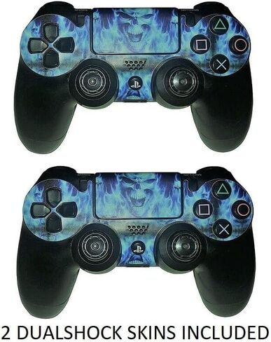 Blue Flame Skull Fire Skull متوافقة مع PS4™ متوافقة مع Playstation™ 4 Skin المتوافقة مع Dualshock™ Full Body Skin in Kuwait