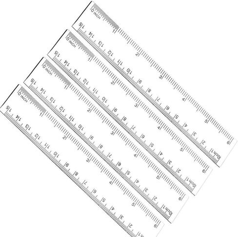 مسطرة بلاستيكية مستقيمة صلبة مقاس 6 بوصات، 4 عبوات من فياكي، مسطرة مرنة شفافة مع بوصات وأداة قياس مترية لمكتب مدرسة الطلاب، شفافة in Kuwait