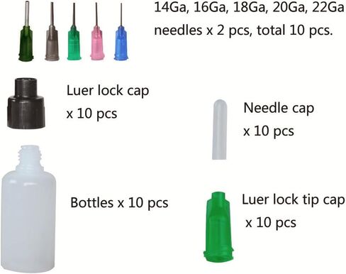 10 Packs 50ml Luer Lock Bottles Glue Henna Jagua Dispensing Bottles with Luer Lock Caps, Blunt Needles and Needle Caps in Saudi Arabia
