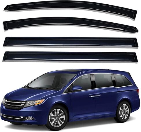 Lightronic WV94203 Outside-Mount Side Window Visor Deflector Rain Guard, Dark Smoke, 4-Pieces Set, Fits 2011-2017 Honda Odyssey in Saudi Arabia