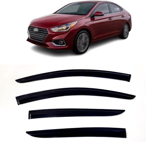 4 قطعة واقيات النافذة منحرف التهوية لسيارة Hyundai Accent 2018-2023 ظل حراس المطر in Kuwait