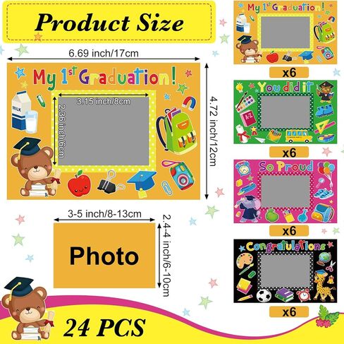 24 Sets Graduation Picture Frame Congrats Grad Party Favor Kindergarten DIY Craft Picture Frame School Photo Frame Craft Kits for Kids Arts Craft Preschool Party Decoration Classroom Game Activities in Saudi Arabia