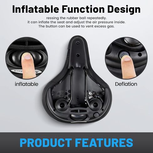 VITILAN Comfortable Bike Seat, Bicycle Seat for Men & Women with Dual Shock Absorbing Ball, Waterproof Bicycle Saddle Universal Replacement Fit for Cycling Bikes in Saudi Arabia