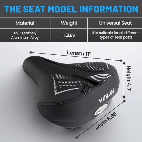 VITILAN Comfortable Bike Seat, Bicycle Seat for Men & Women with Dual Shock Absorbing Ball, Waterproof Bicycle Saddle Universal Replacement Fit for Cycling Bikes in Saudi Arabia