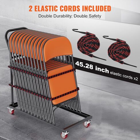 VEVOR Folding Chair Dolly, 39"L x 21"W x 42.9"H L-Shaped Steel Vertical Storage Cart, Multi-Function Chair Cart with 4 Casters 12 Chairs Capacity for Flat Stacking Plastic Resin & Wood Chairs, Black in Saudi Arabia