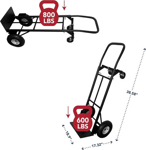 شاحنة يدوية قابلة للتحويل من الفولاذ بوزن 800 رطل من Olympia Tools مع عجلات هوائية مقاس 10 بوصات للاستخدام المنزلي والمكتبي in Saudi Arabia