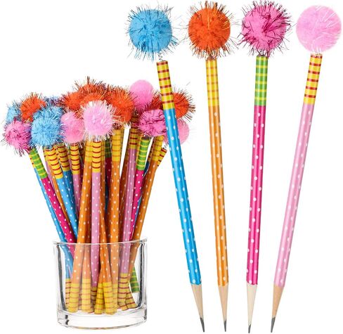 100 Pcs Fun Pencils for Kids Bulk Pompom Fluffy Pencils Cute Fuzzy Pencil Multicolored Wooden Pencil Colorful with Fur Ball for Children Students School Classroom Birthday Party Favor Rewards Gift in Saudi Arabia