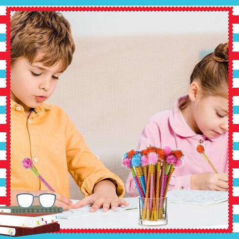 100 Pcs Fun Pencils for Kids Bulk Pompom Fluffy Pencils Cute Fuzzy Pencil Multicolored Wooden Pencil Colorful with Fur Ball for Children Students School Classroom Birthday Party Favor Rewards Gift in Saudi Arabia