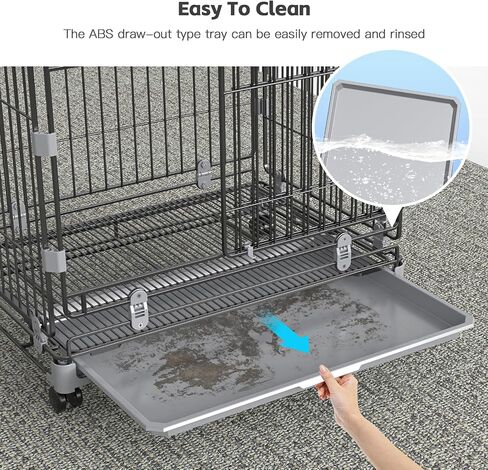 Medium Dog Crate with Wheels, 30 Inch Dog Crates for small dogs Double Door, Carbon Steel Medium Wire Dog Kennel with Divider and Leak-Proof Tray, Metal Dog Cage Medium Sized Dog Up to 40 Lbs in Saudi Arabia