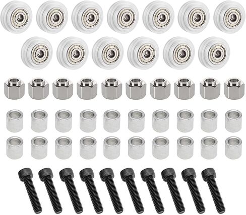 53 PCS 3D Printer Wheel Polycarbonate Pulley (13 PCS Polycarbonate Wheels, 10 PCS Hexagnal eccentric spacer 6mm, 20 PCS Round Column 6mm, 10pcs Screws for 3D Printer Roller Replacement in Saudi Arabia