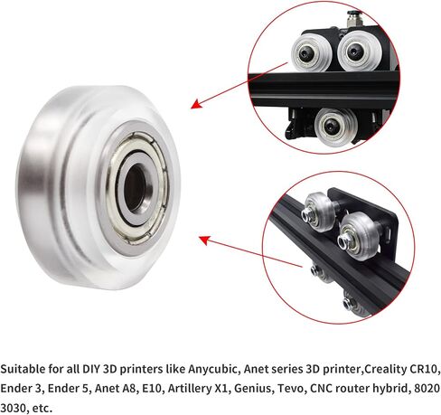 53 PCS 3D Printer Wheel Polycarbonate Pulley (13 PCS Polycarbonate Wheels, 10 PCS Hexagnal eccentric spacer 6mm, 20 PCS Round Column 6mm, 10pcs Screws for 3D Printer Roller Replacement in Saudi Arabia