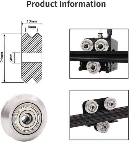 53 PCS 3D Printer Wheel Polycarbonate Pulley (13 PCS Polycarbonate Wheels, 10 PCS Hexagnal eccentric spacer 6mm, 20 PCS Round Column 6mm, 10pcs Screws for 3D Printer Roller Replacement in Kuwait
