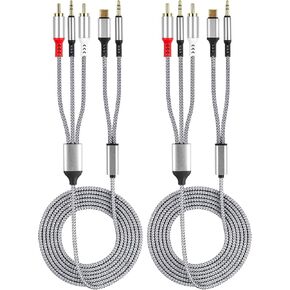 3.5mm and USB C to 2RCA 1/4 Audio Cable 4 in 1Multi-Function Type-C to 1/8RCA Nylon Audio Auxiliary Y Splitter Cable Compatible Headphones Hi-Fi Audio Tablets Laptops MP3 AUX Player 1 Pack 6.6ft in Kuwait