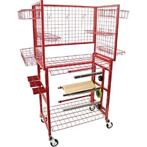 Paint Prep Cart with Masking Paper Dispenser - Holds 12" & 24" Masking Paper Rolls, 66lb Load Capacity per Each Shelf, Automotive Body Cart, Auto Shop Organization in Kuwait