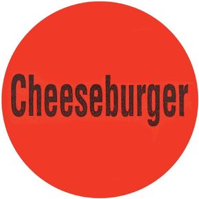 Cheeseburger Label Red Deli Dot Packaging Labels Black Imprint - 1"Dia 1000 Per Case in Saudi Arabia