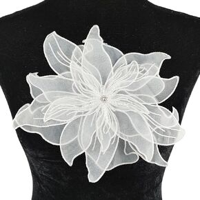 1pc 3d الدانتيل الترتر زهرة مطرز خياطة على زينة الدانتيل المطرزة تزيين DIY رقعة رقعة زفاف الزفاف الديكور ، أسود ، 11.8 × 11 بوصة in Kuwait