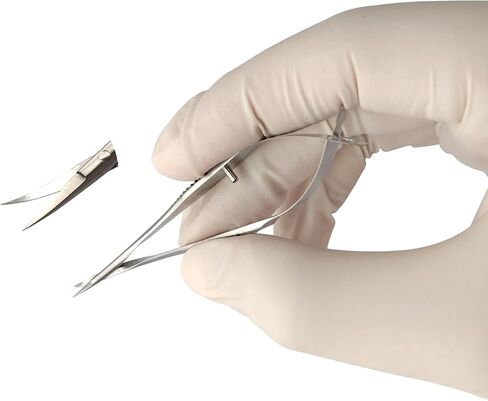 RWD Vannas Micro Scissors ، 3.2 "Tip Strain Fan Tip ، Spring Spring Action Scissors لقطع الغرز ، والتطريز ، والعين ، والجلد ، والأسنان ، والجراحة البيطرية (8 سم) - S11036-08 in Kuwait