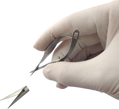 RWD Vannas Micro Scissors ، 3.2 "Tip Strain Fan Tip ، Spring Spring Action Scissors لقطع الغرز ، والتطريز ، والعين ، والجلد ، والأسنان ، والجراحة البيطرية (8 سم) - S11036-08 in Kuwait