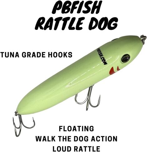 Pbfish Topwater Spook Fishing Eugh for Big Striped Bass Houd Walk Walk the Dog Action Tash Floating Floating Floating ومياه عذبة خطاطين قوية جدًا وخواتم مقسمة للأسماك الكبيرة in Kuwait