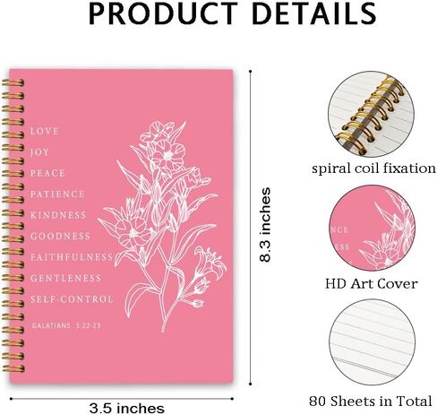 Every Good and Perfect Comes From Above Coquette Pink Bow Bible Spiral Notebook Scripture Journal James 1:17 Pink Christian Journaling Notebooks for Women Girls 80 Sheets 5.8x8.3 in Saudi Arabia