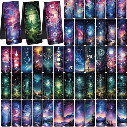 المرجعية المغناطيسية الخيالية هدايا - 48 أجهزة كمبيوتر فريدة من نوعها Starry Night Sky Space Planets Charm Moon Book Book علامات قراءة عشاق الجزء الأكبر علامات صفحة رائعة in Kuwait