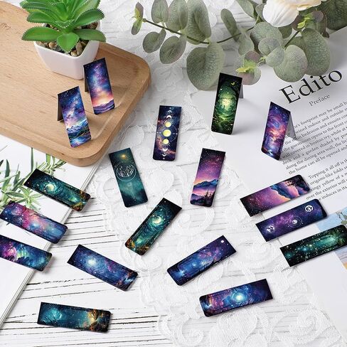 المرجعية المغناطيسية الخيالية هدايا - 48 أجهزة كمبيوتر فريدة من نوعها Starry Night Sky Space Planets Charm Moon Book Book علامات قراءة عشاق الجزء الأكبر علامات صفحة رائعة in Kuwait