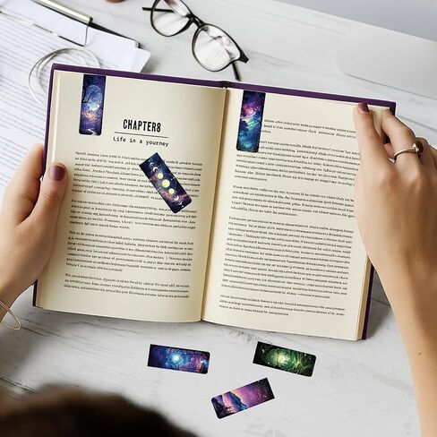 المرجعية المغناطيسية الخيالية هدايا - 48 أجهزة كمبيوتر فريدة من نوعها Starry Night Sky Space Planets Charm Moon Book Book علامات قراءة عشاق الجزء الأكبر علامات صفحة رائعة in Kuwait