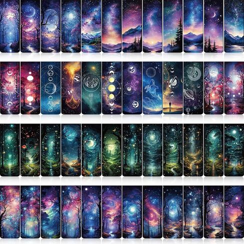 المرجعية المغناطيسية الخيالية هدايا - 48 أجهزة كمبيوتر فريدة من نوعها Starry Night Sky Space Planets Charm Moon Book Book علامات قراءة عشاق الجزء الأكبر علامات صفحة رائعة in Kuwait