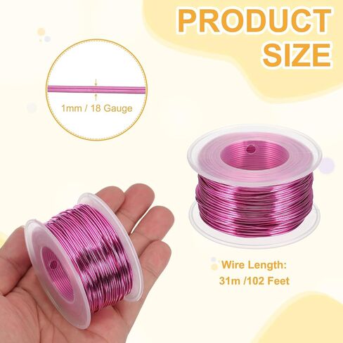 uxcell 18 Gauge / 1mm Anodized Aluminum Wire for Jewelry Craft Making, 102 Feet Bendable Flexible Wire for DIY Home Decor Gardening Sculpture, Purple in Saudi Arabia