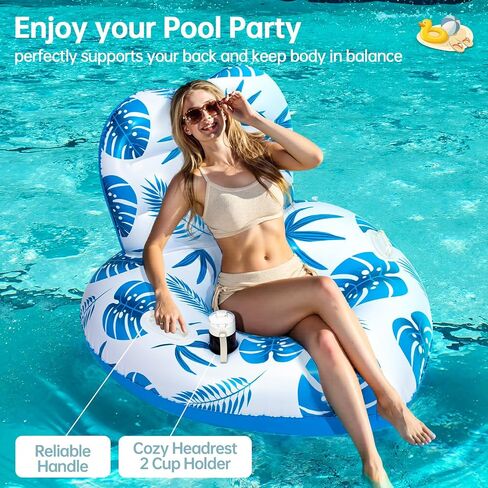 [2025 New Model] Pool Floats - Inflatable Pool Floats with Cup Holders,Unibody Pool Lounger Float with Handle，Ideal Pool Toys for Pools,Beach,Lakes, Rivers,Water Party 2025 Beach Vacation Essentials in Saudi Arabia