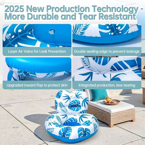 [2025 New Model] Pool Floats - Inflatable Pool Floats with Cup Holders,Unibody Pool Lounger Float with Handle，Ideal Pool Toys for Pools,Beach,Lakes, Rivers,Water Party 2025 Beach Vacation Essentials in Saudi Arabia