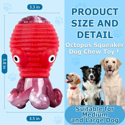 Dog Toys for Aggressive Chewers, Indestructible Dog Toy, Durable Octopus Squeaky Dogs Chew Toys for Medium and Large Breed—Keep Dogs Busy for Summer Pool Party, Outdoor Travel, Blue in Saudi Arabia