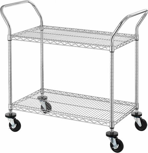 NSF Heavy Duty Wire Utility Cart with Wheels, for Kitchen, Bathroom, Bedroom, Office, Living Room, Commercial Industrial carts, Silver (39.5X19.5-2layer) in Saudi Arabia