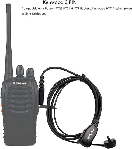 Retevis AI Active Noise Cancelling Two Way Radio Headset, Rechargeable, for RT22 RT21 H-777H RT68, Compatible with Pxton Baofeng BF-888S Kenwood Walkie Talkie, Walkie Talkie Earpiece with Mic(1 Pack) in Kuwait