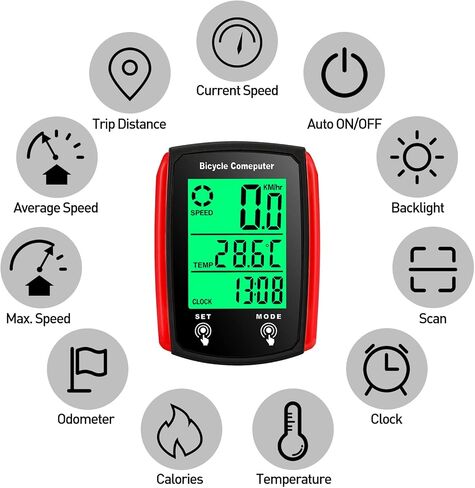 Bike Computer,Wired Bike Computer 19 Functions Touch Bike Speedometer Waterproof Bicycle Computer with Backlight in Saudi Arabia