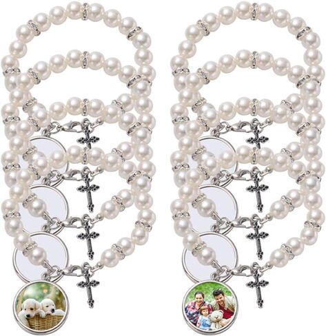 8 Pcs Sublimation Blank Bracelets Catholic Rosary Heat Transfer Blank Bracelet Rosary Beads Sublimation Blank Photo Bracelets for DIY Jewelry Making in Saudi Arabia