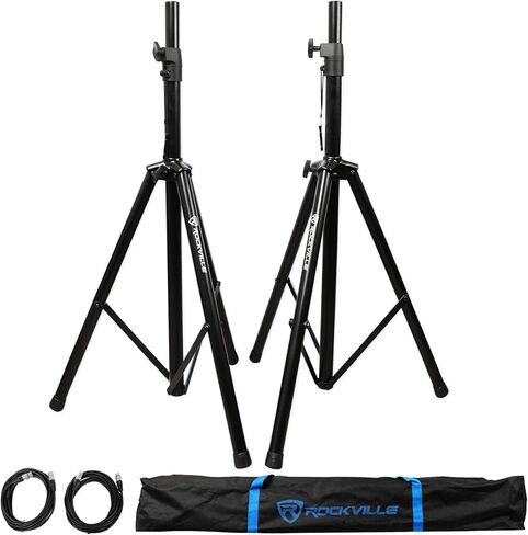 Rockville Pair RPG12 12" 1600w Powered PA/DJ Speakers + 2 Stands + 2 Cables+Bag in Kuwait