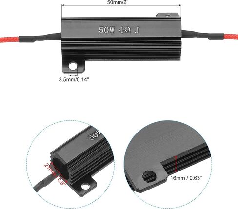 PATIKIL 50W 1 Ohm Aluminum Shell Resistor, 2Pcs Aluminum Housing Resistor with Clips Housed Case Wirewound Resistors Screw Tap Power Resistor, Black in Saudi Arabia