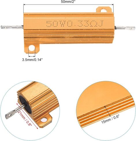 PATIKIL 50W 30 Ohm Aluminum Shell Resistor, 3Pcs Aluminum Housing Resistor, 5% Tolerance Wirewound Resistors Screw Tap Chassis Mounted, Golden in Kuwait